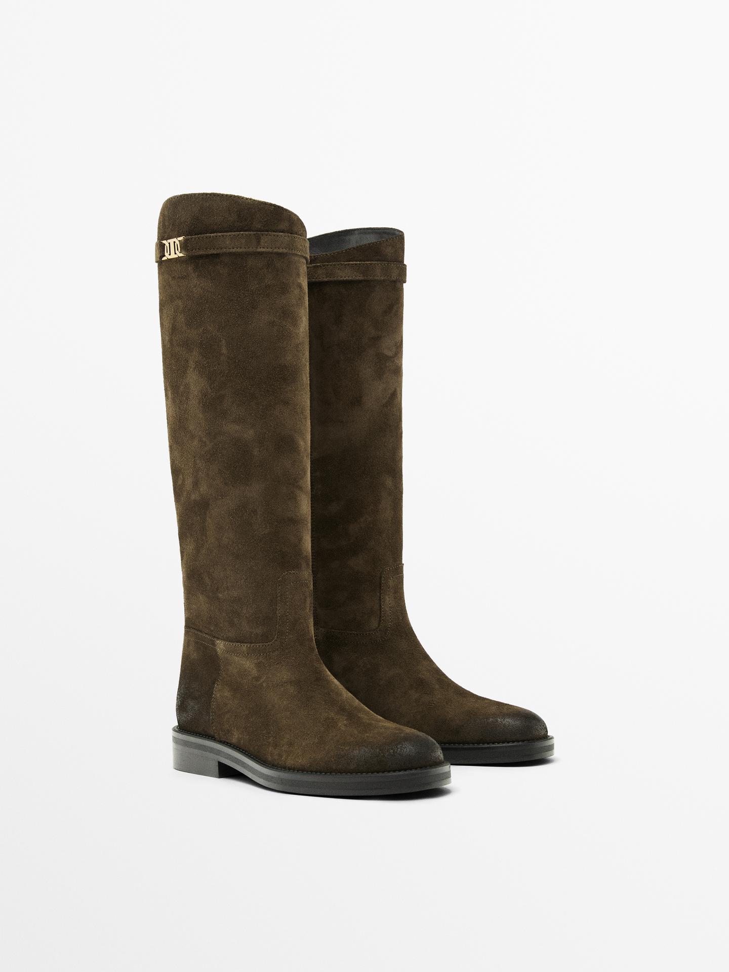 bottes équestres femme kaki cuir Luxina vue face