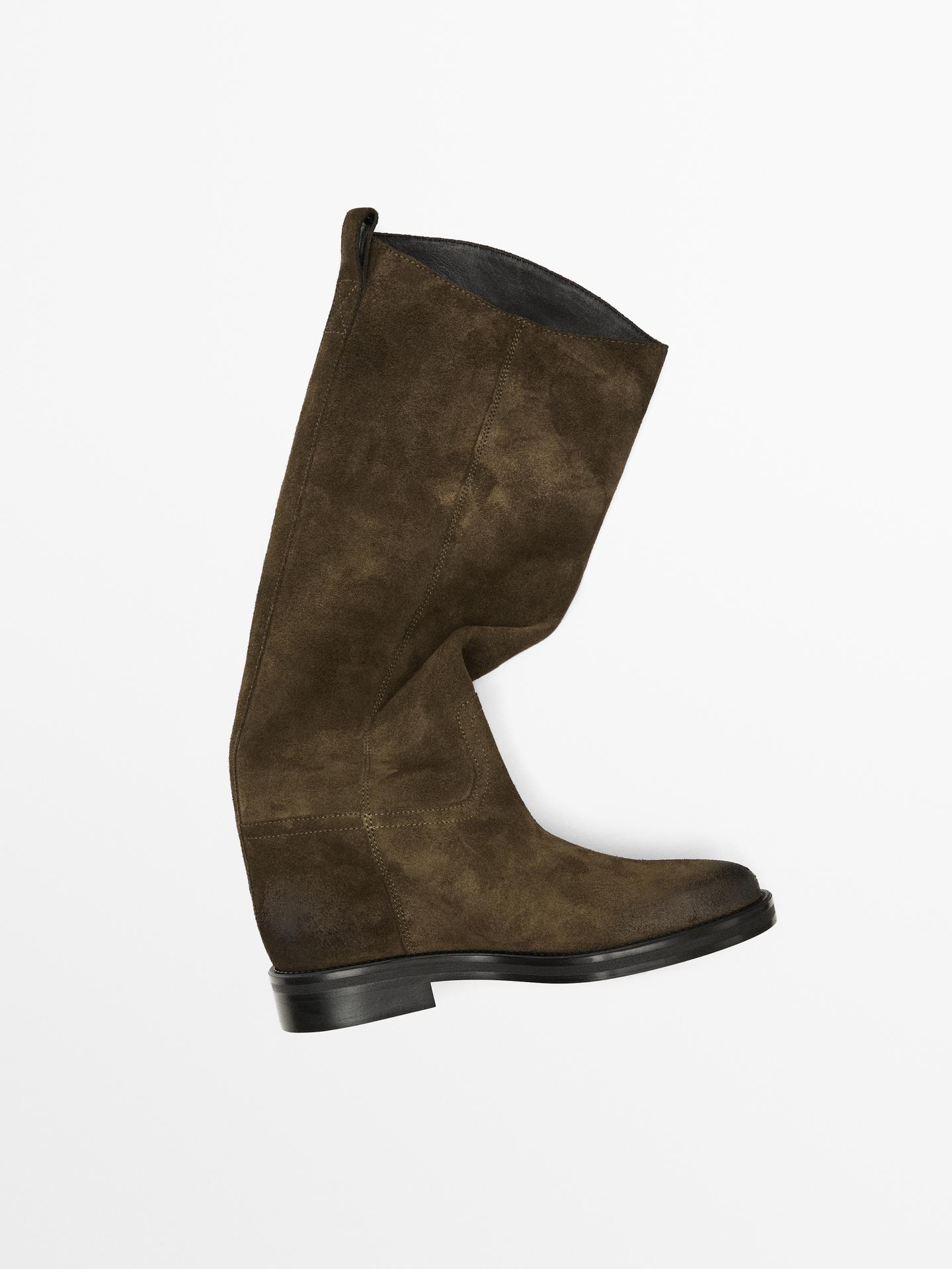 bottes hautes femme kaki détails dorés Luxina